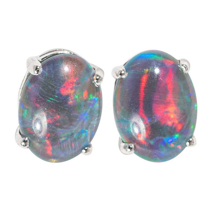 RED TIGER EYE STERLING SILVER AUSTRALIAN OPAL STUD EARRINGS