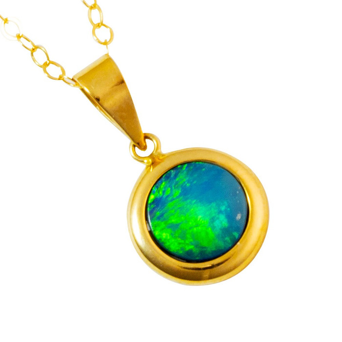 OCEAN GLOW 14KT YELLOW GOLD AUSTRALIAN OPAL NECKLACE OCEAN GLOW 14KT YELLOW GOLD AUSTRALIAN OPAL NECKLACE