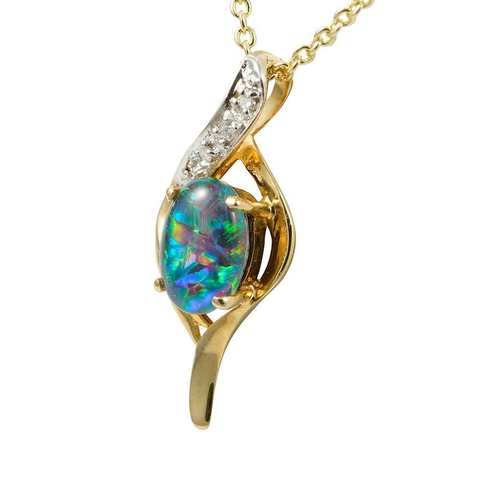 CANDY BLAST 14KT GOLD & DIAMOND AUSTRALIAN OPAL NECKLACE