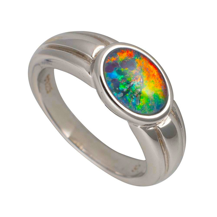 SUNRAY STERLING SILVER AUSTRALIAN OPAL RING