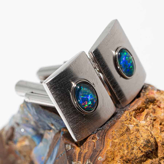 CHIEF'S CHAIR STERLING SILVER AUSTRALIAN OPAL CUFFLINKS