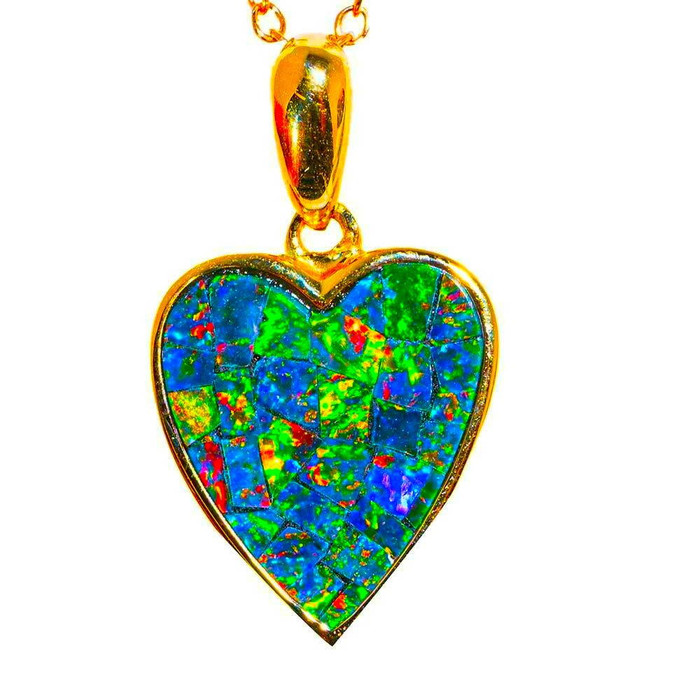 CUPIDS LOVE 14KT YELLOW GOLD AUSTRALIAN OPAL NECKLACE