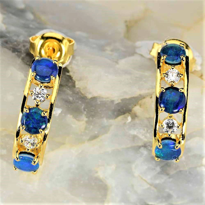 COUTURE GOLD PLATED AUSTRALIAN OPAL DROP EARRINGS