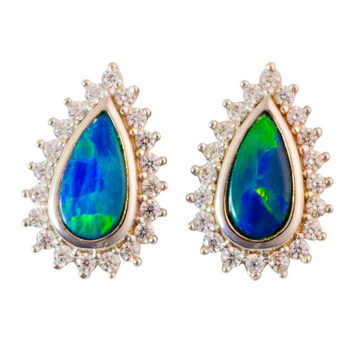 MEANT TO BE TOGETHER STERLING SILVER AUSTRALIAN OPAL STUD EARRINGS