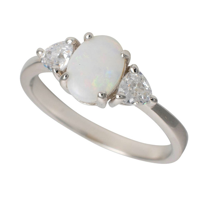 LUSTROUS SNOW STERLING SILVER AUSTRALIAN WHITE OPAL RING