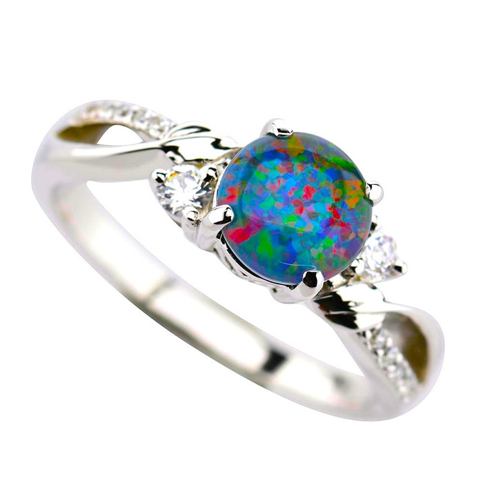 Genuine Australian Opal Ring - 925 Sterling Silver Miner Direct Authority
