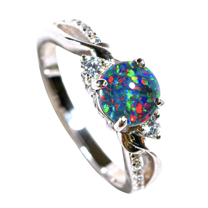 DIGI GLITZ STERLING SILVER AUSTRALIAN OPAL RING