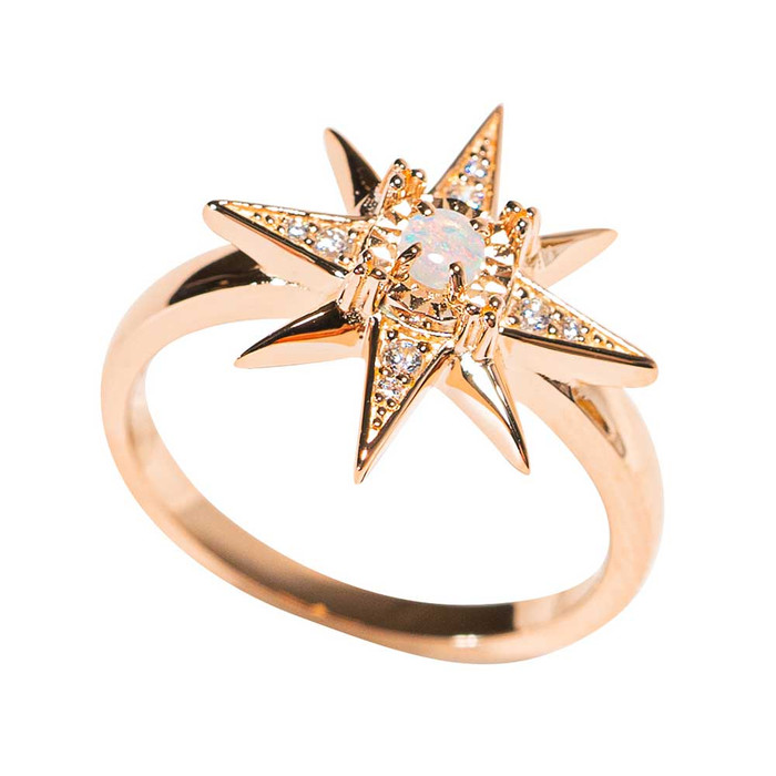 RIPTIDE 14KT ROSE GOLD PLATED AUSTRALIAN WHITE OPAL RING RIPTIDE 14KT ROSE GOLD PLATED AUSTRALIAN WHITE OPAL RING