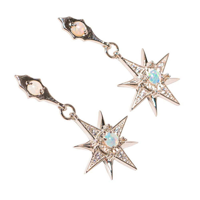 1 WHITE ROSES STERLING SILVER WHITE OPAL DROP EARRINGS