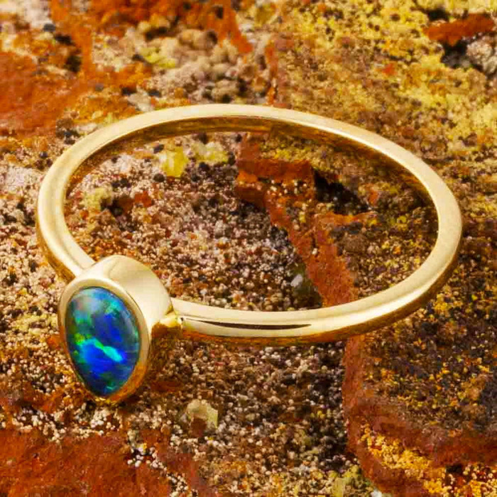 CALL MY NAME 14KT YELLOW GOLD AUSTRALIAN OPAL RING