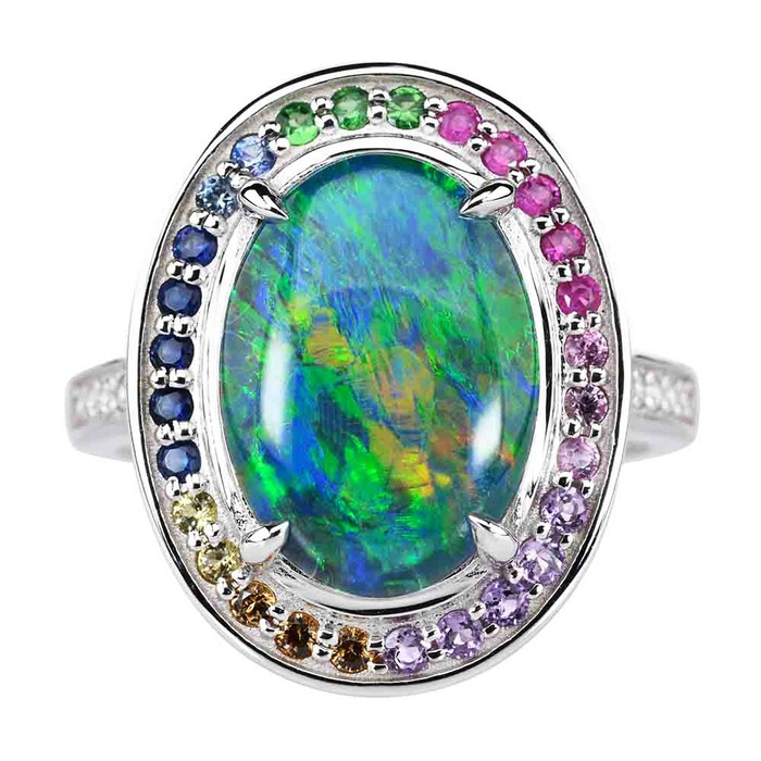 SUGARCOATED 14KT WHITE GOLD & DIAMOND AUSTRALIAN OPAL RING SUGARCOATED 14KT WHITE GOLD & DIAMOND AUSTRALIAN OPAL RING