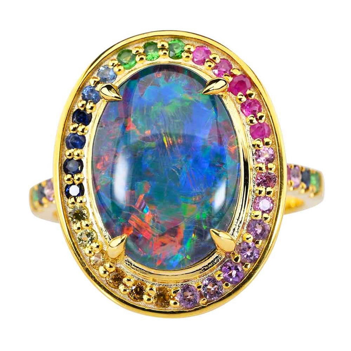 GOURMET JEWELS 18KT GOLD PLATED AUSTRALIAN OPAL RING