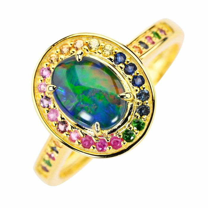 BLOSSOM 18KT GOLD PLATED AUSTRALIAN OPAL RING