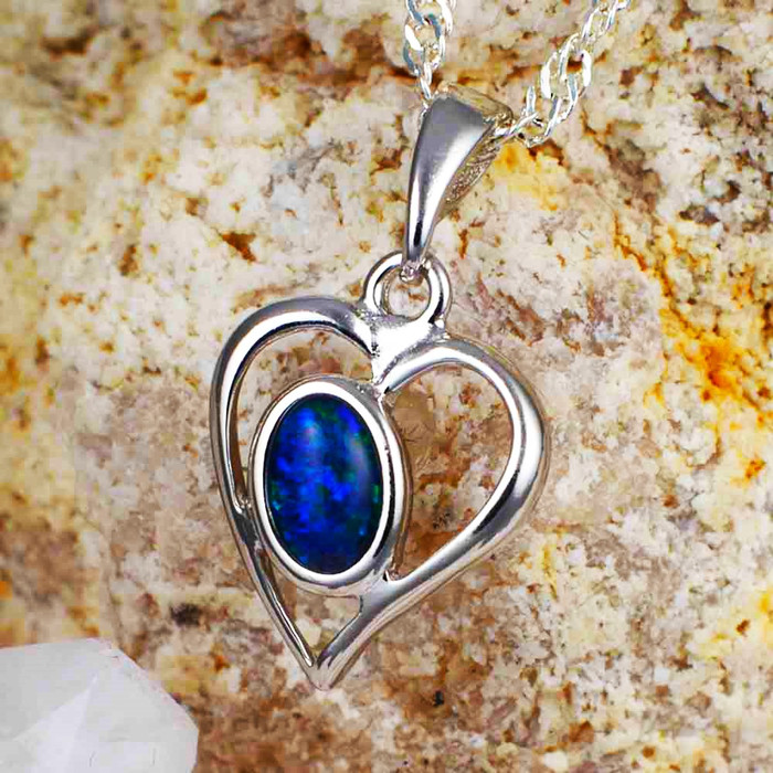 NATURAL LOVE STERLING SILVER AUSTRALIAN OPAL NECKLACE NATURAL LOVE STERLING SILVER AUSTRALIAN OPAL NECKLACE