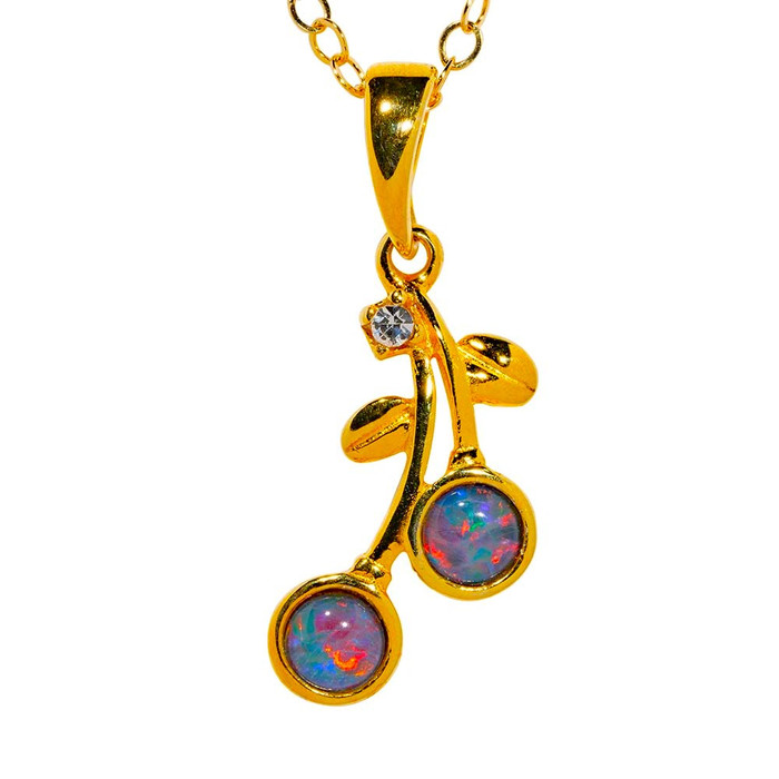 CHERRY BLUSH 18KT GOLD PLATED AUSTRALIAN OPAL NECKLACE