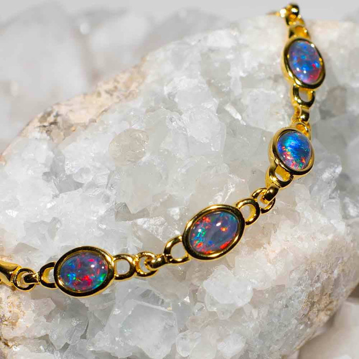 SPARKLED BEAUTY 18KT GOLD PLATED AUSTRALIAN OPAL BRACELET