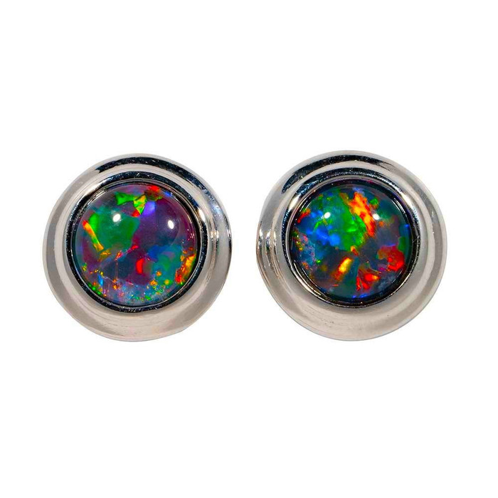 * 1 BRIGHTBEAM SPARKLE STERLING SILVER AUSTRALIAN OPAL EARRINGS