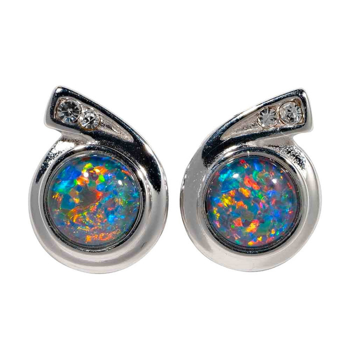 STORMI STERLING SILVER AUSTRALIAN OPAL EARRINGS