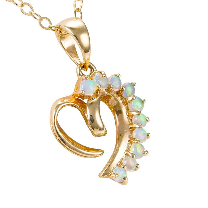 * 1 A LOVE AMORE 14KT YELLOW GOLD AUSTRALIAN WHITE OPAL NECKLACE