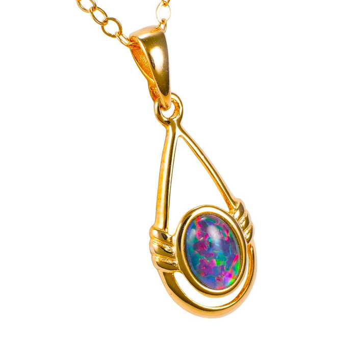 GLIDED GOLD 18KT GOLD PLATED AUSTRALIAN OPAL NECKLACE
