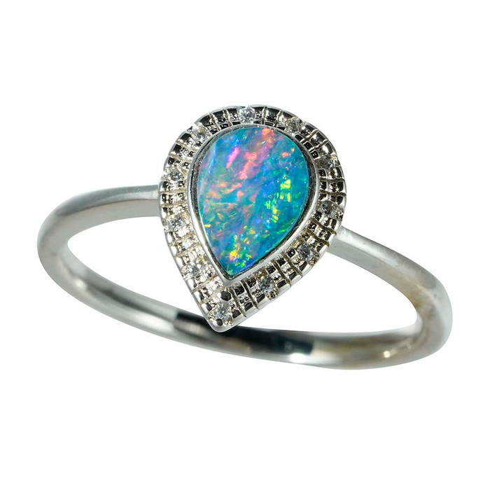 *GARDEN PARTY STERLING SILVER AUSTRALIAN OPAL RING