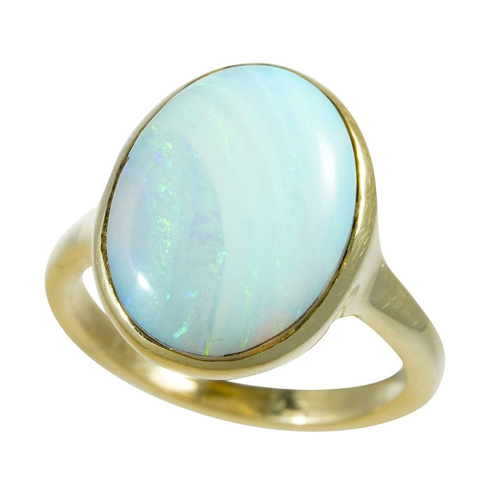 CHERRY POP 14KT GOLD  WHITE OPAL RING