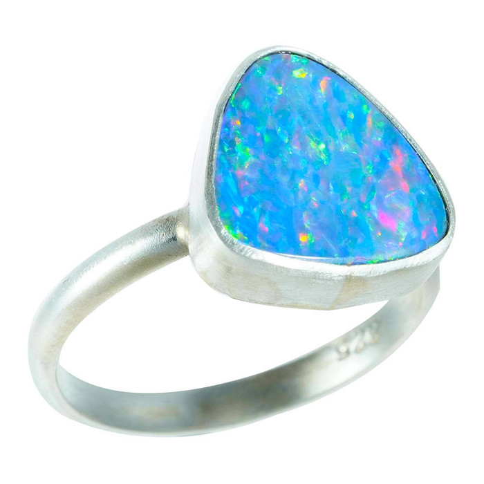 * 1 GUIDING LIGHT STERLING SILVER AUSTRALIAN OPAL RING