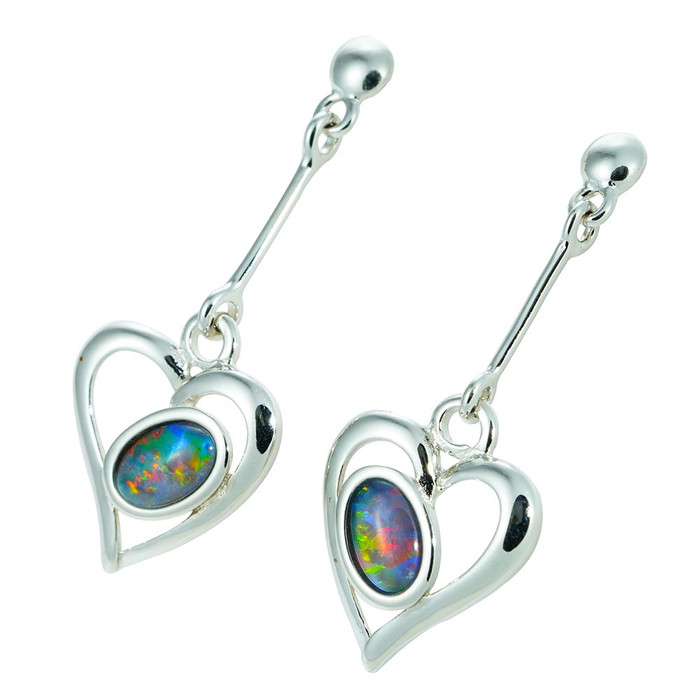 *WILD WONDER STERLING SILVER AUSTRALIAN OPAL DROP EARRINGS