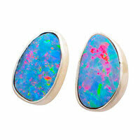 *INDIE MUSIC STERLING SILVER AUSTRALIAN OPAL EARRINGS