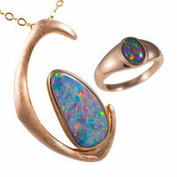 THUNDER FLASH 18KT GOLD PLATED AUSTRALIAN OPAL JEWELRY SET