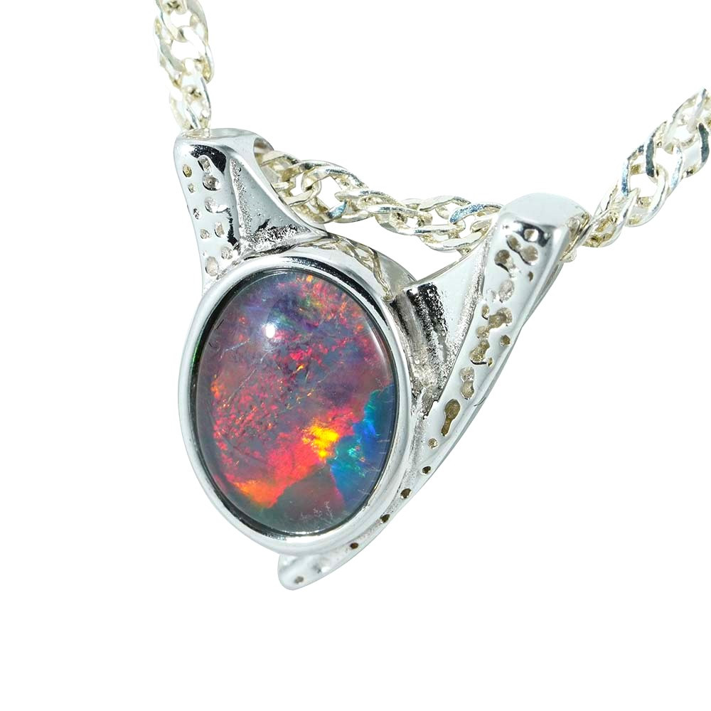 *ELYSIAN TINTS STERLING SILVER AUSTRALIAN OPAL NECKLACE