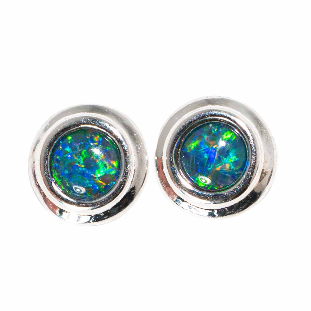 RAIN STERLING SILVER AUSTRALIAN OPAL STUD EARRINGS