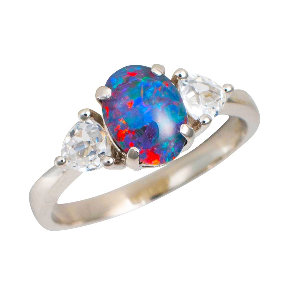 TINTED SKIES STERLING SILVER AUSTRALIAN OPAL RING
