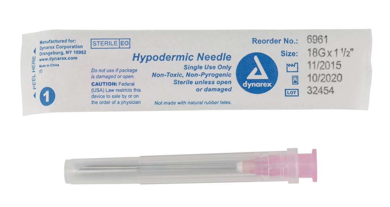 Hypodermic Needle 18G, 1 1/2 needle