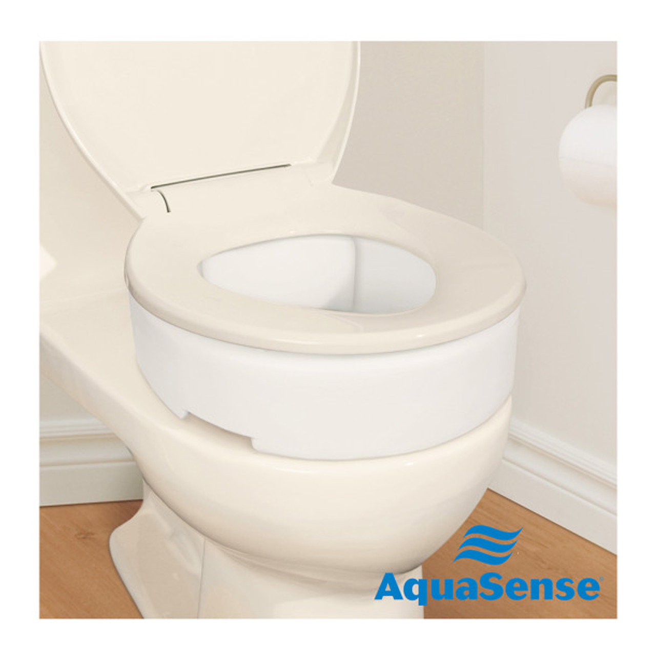 HealthSmart Raised Toilet Seat Riser That Fits Most Standard Bowls for Enhanced Comfort and Elevation with Slip Resistant Pads, 15X15X5