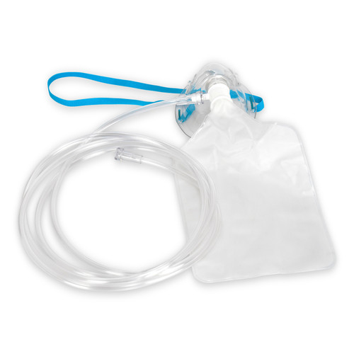 Oxygen High Concentration 100% Non-Rebreathing Mask With 7' Sure Flow Tubing & 2 Side Valves Adult
