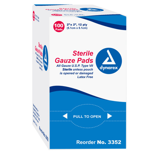 Gauze Pad Sterile 1's, 2"x 2" 12 Ply, 24/100 (2400/Cs), medical supplies online Canada, gauze pads, sterile Gauze pads, medical supplies online canada