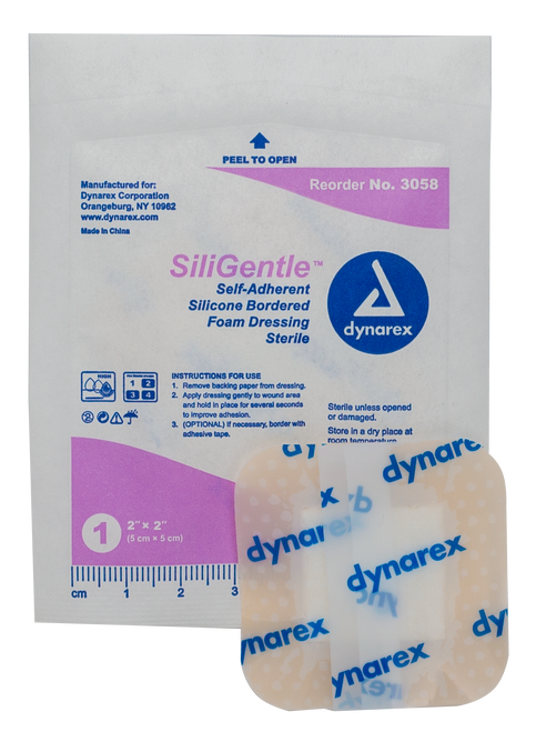 SiliGentle - Silicone Bordered Foam Dressing, 2" x 2", 12/10/Cs, foam dressings, silicone bordered foam dressings, medical supplies online Canada