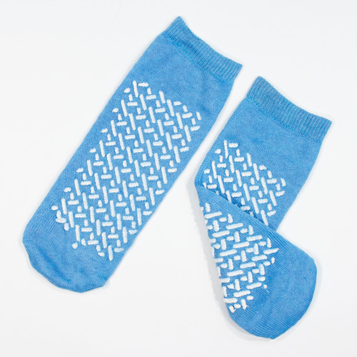 Double Sided Slipper Socks, L, Sky Blue, 48/Cs