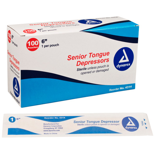 Senior Tongue Depressors, Sterile, 6", Wood, 10/100/Cs, senior tongue sterile depressors at EMRN medical supplies online Canada