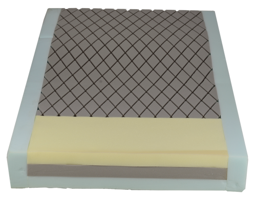 The DynaRest Deluxe Tri-Layer Foam Mattress is a multi-layer mattress featuring variable foam densities offering optimal support and comfort for patients that are at the risk of developing bed sores or pressure ulcers. The top layer is a diamond cut foam providing pressure redistribution, with a dedicated memory foam heel zone to further reduce pressure wounds. The bottom is constructed with a non-slip protection for secure placement and added safety. An optional raised foam safety perimeter decreases the risk of falls and increase overall patient safety by providing a firm foundation for entry and exit.