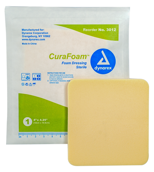 A non-bordered, sterile dressing used to manage and treat chronic and acute partial and full thickness wounds. The dressing provides a warm, moist and cushioned healing environment.



Dynarex’s CuraFoam Dressing provides a sterile, warm, moist healing environment, preventing bacterial contamination to promote faster healing. It is made of a non-adherent, absorbent polyurethane foam that allows exudate to be absorbed while providing cushioning for comfort to the wound. Available in three convenient sizes, the dressing, helps manage pain, prevents bacterial contamination and accelerates wound healing.