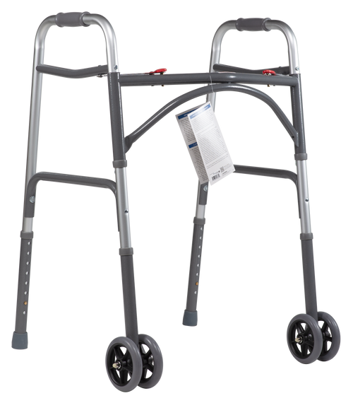 Dynarex’s Heavy Duty Bariatric Walkers are an ideal and dependable solution for those who require a supportive yet durable aid for their daily activities. The easy-to-use push button mechanism allows for opening and closing with the user’s fingers or palms. The walker’s height can be adjusted with a tool-free push button, providing additional stability.