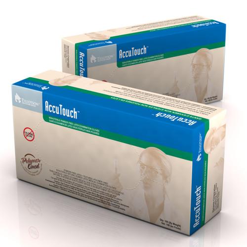 Dynarex AccuTouch Latex Exam Gloves feature a micro textured surface designed for a superior grip on all applications where a steady grip is imperative. AccuTouch gloves are conveniently lined with polymer for easier donning, making them extremely convenient for use in the medical field.