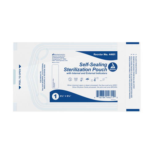 The Dynarex Sterilization Pouches have a blue tinted cover making it easy to detect contamination. The sterilization pouches are self-sealing and have color-changing indicators to assure proper sterilization.