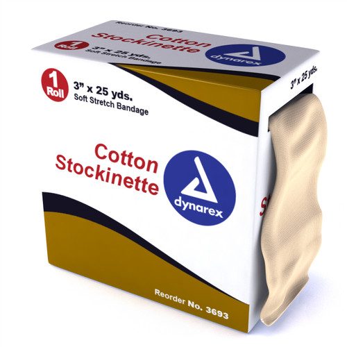 The Dynarex Cotton Stockinettes are a tubular bandage which conforms to the shape of the body, preventing wrinkles from forming under the cast. The cotton stockinettes wicks away perspiration to help reduce skin irritation. They are made of 100% cotton.