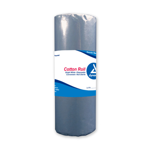 Dynarex Cotton Rolls are made of 100 percent cotton that is soft, pliable, minimizing soft tissue damage.