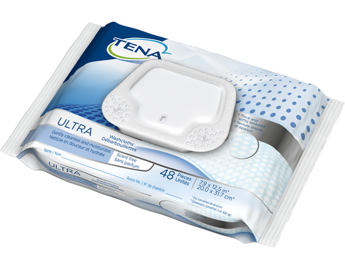 TENA® Ultra Scent Free Washcloths (12x48 Count) TEN65722