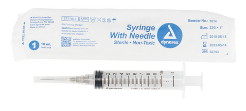 Syringes With Needle - 10cc - 22G, 1.4 needle