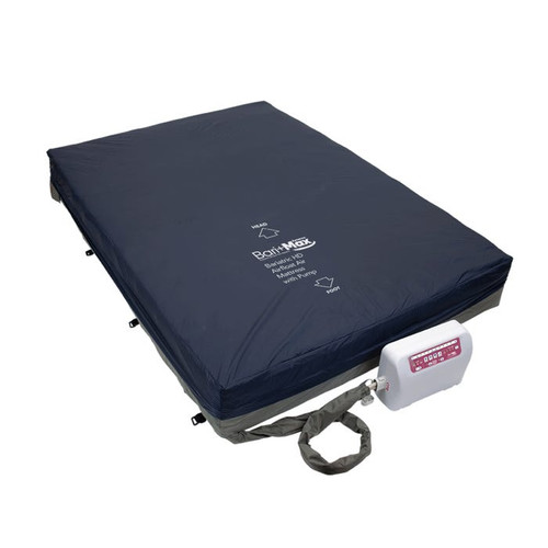 The Dynarex Bari+Max HD Airfloat Air Mattress with Pump is a top-quality mattress designed to provide secure, reliable support and optimal weight distribution to a wide range of patients up to 1000 lb. This premium mattress features four inflation modes optimal adaptability. Static mode provides steady, consistent pressure throughout all air cells for maximum stability at the current weight setting. Alternating pressure helps to redistribute weight to help improve circulation and alleviate pressure wounds. The seat function provides optimal support and alternating pressure when patients are in an upright position. The max firm feature fills the air cells to the maximum firmness for safe transfers. The Mattress is designed with 16 10-inch alternating air cells, and four static cells at the head section. The Mattress features adjustable air flow to provide customized levels for individualized comfort. Cell-on-cell technology helps to prevent deflation in case of power failure.